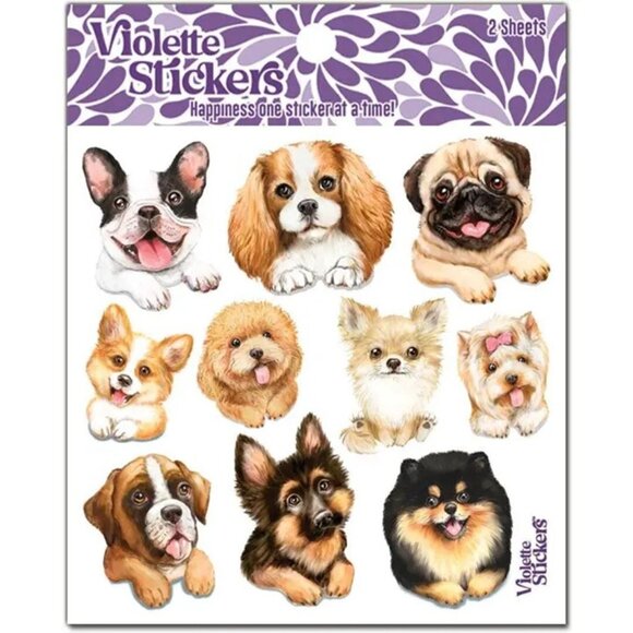 3‎ for $15 - Puppy Dog Stickers - 2 NEW Sticker Sheets for Stationary & More - Picture 1 of 2